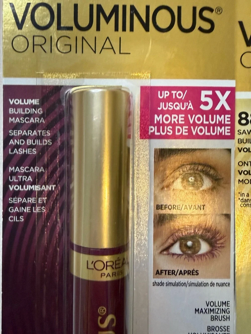 Bundle of 2 L'Oréal Voluminous Original Mascara - Deep Burgundy & Carbon Black